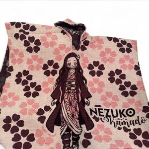 Nezuko Kamado adult Poncho - Pink and Black